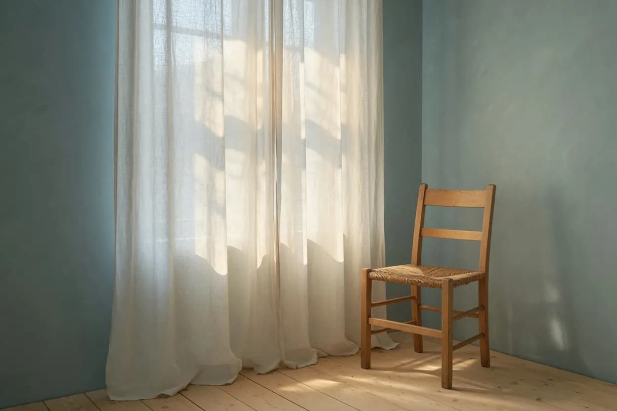 Soft window light across linen