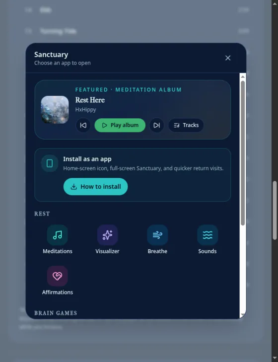 Chronic Health Wisdom Sanctuary on a phone