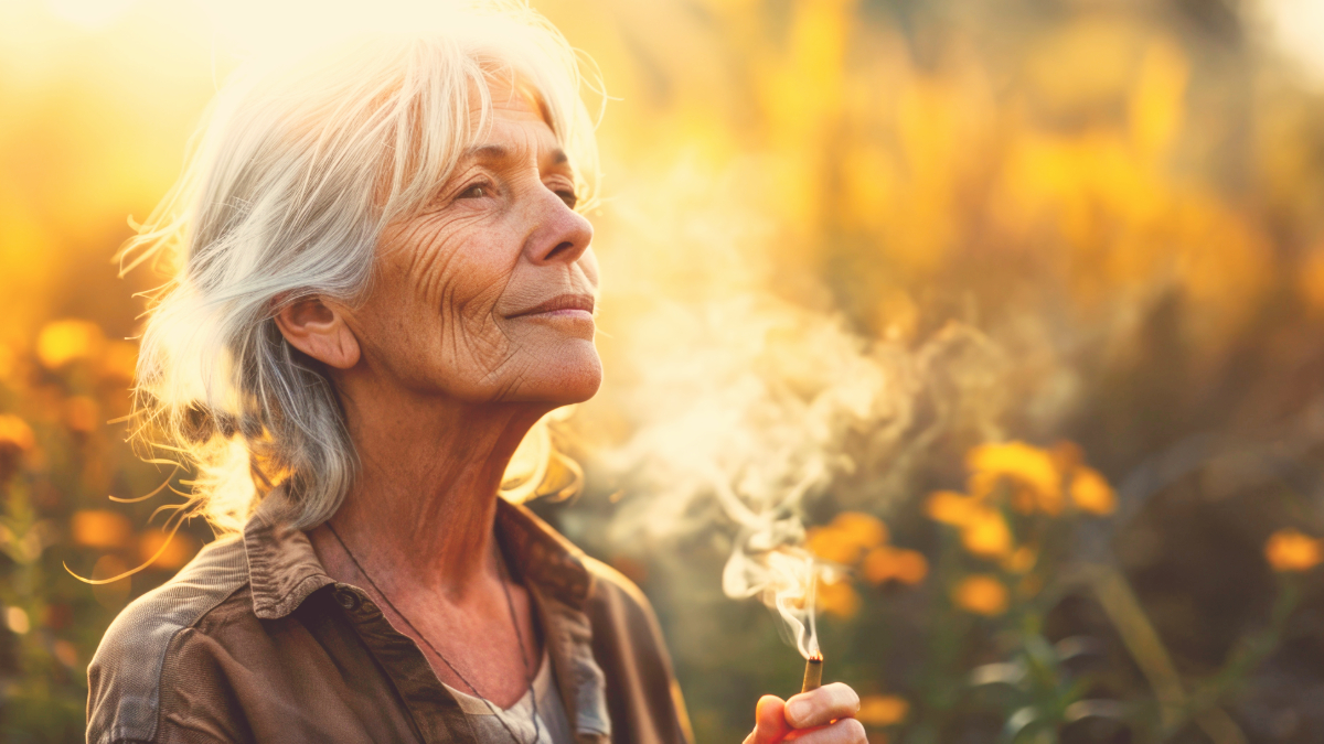 Senior smoking medical cannabis as an alternative method than traditional medications.